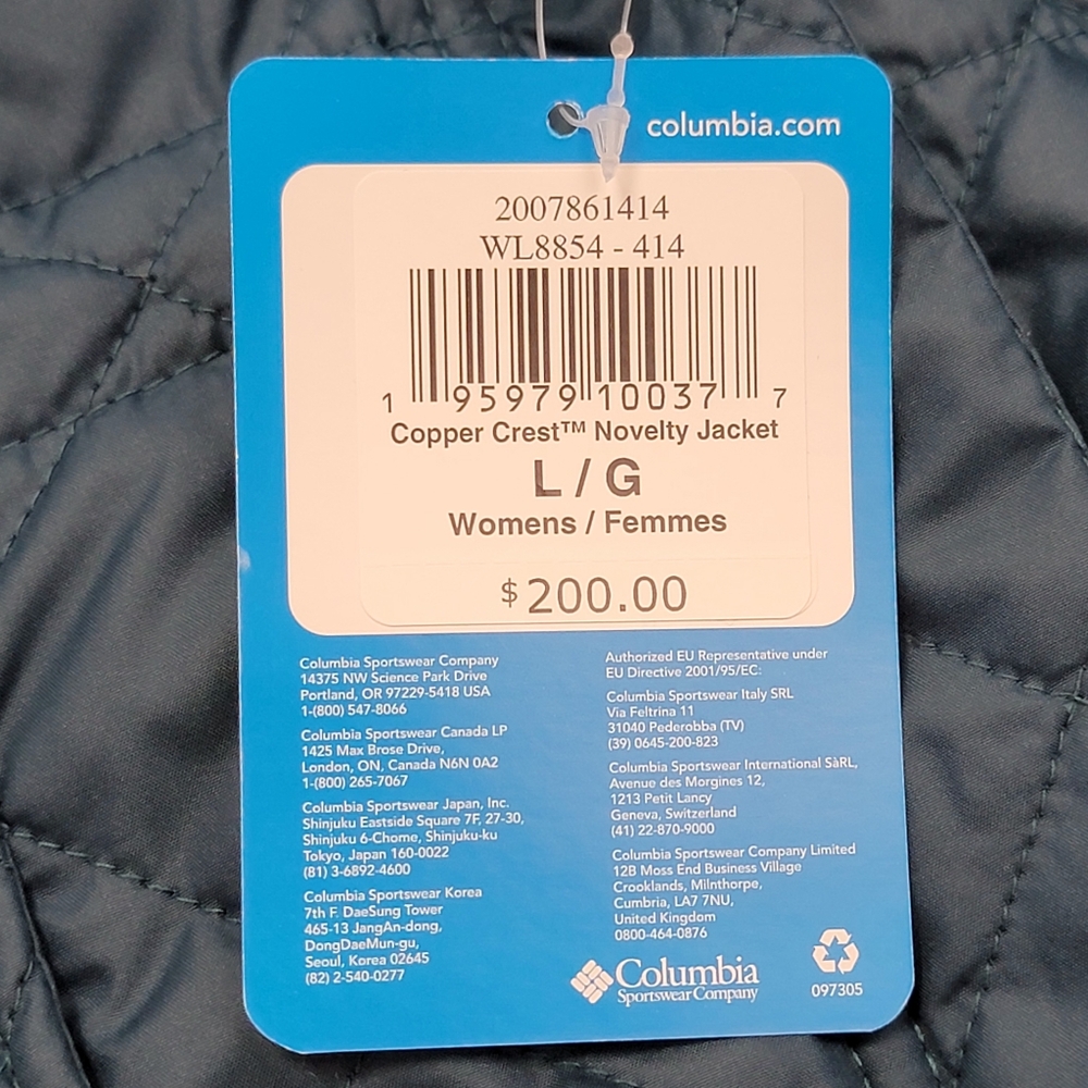 Columbia Copper Crest Novelty Quilted Puffer Insulated Jacket Women L Green New - Picture 3 of 10